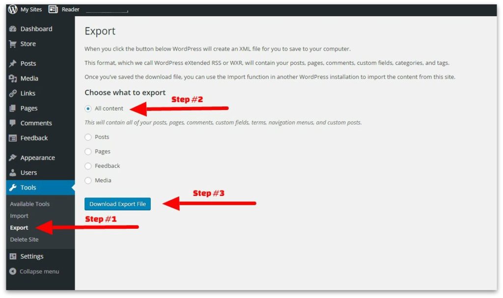 Export Content from WordPress.com Blog to Self-hosted Blog