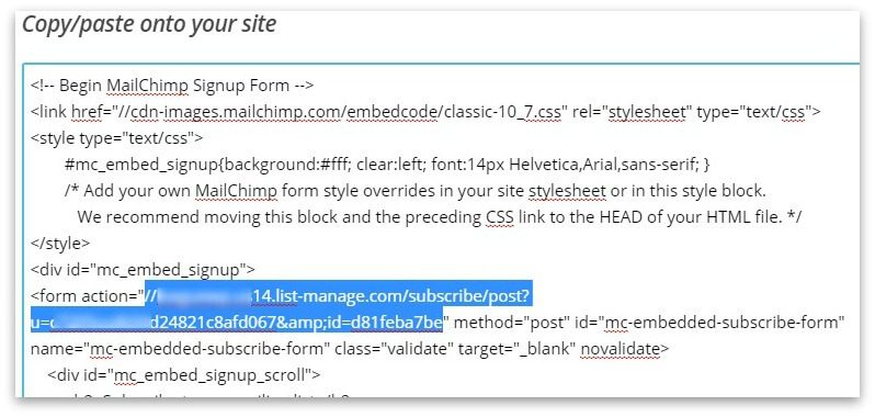 generate-form-action-in-mailchimp